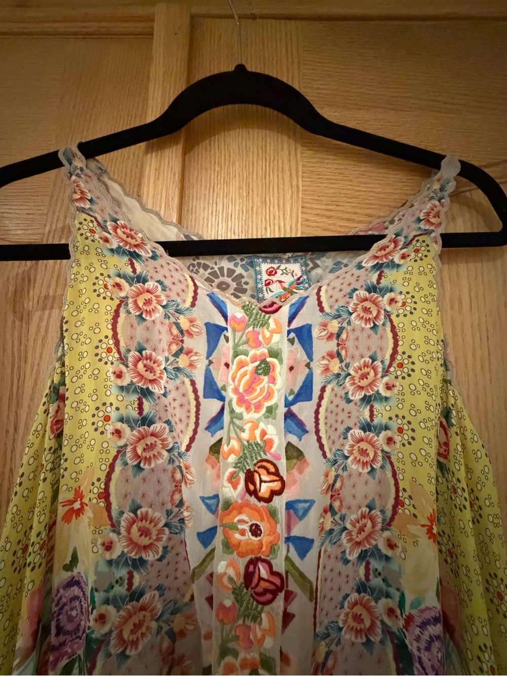 Johnny Was Yellow Floral Embroidered Camisole